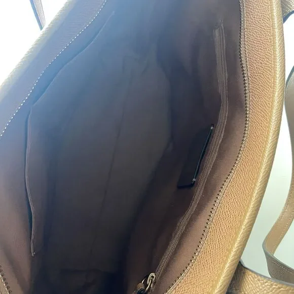 COACH City Zip Tote Saddle Light Brown Crossgrain Leather Bag Gold F58846 - Picture 5 of 13